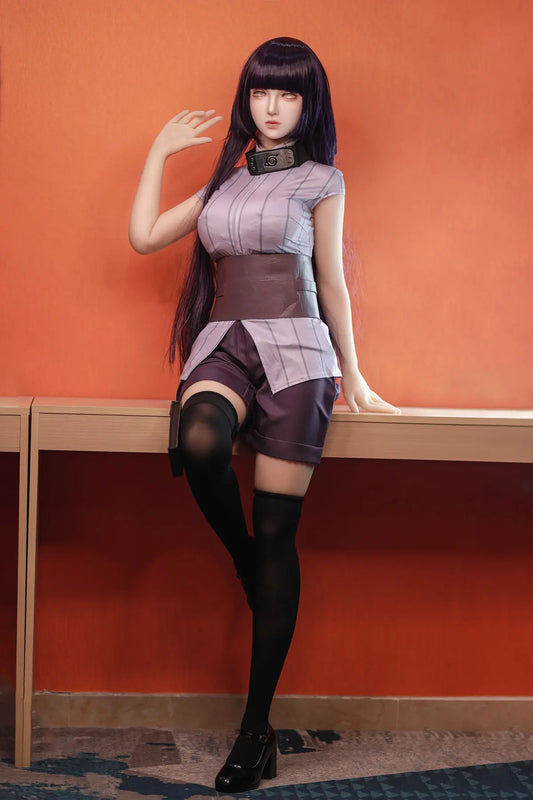 Hinata, Naruto cosplay sex doll,  black straight hair, Leaf Village outfit, full body shot – anime cosplay sex doll by TopLoveDoll