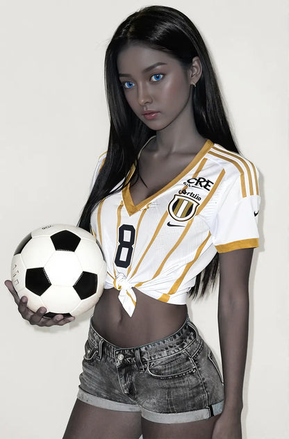 Black Neko world cup 2026 sex doll close-up face portrait, blue eyes, long black hair, soft dark skin, premium lifelike adult doll by TopLoveDoll