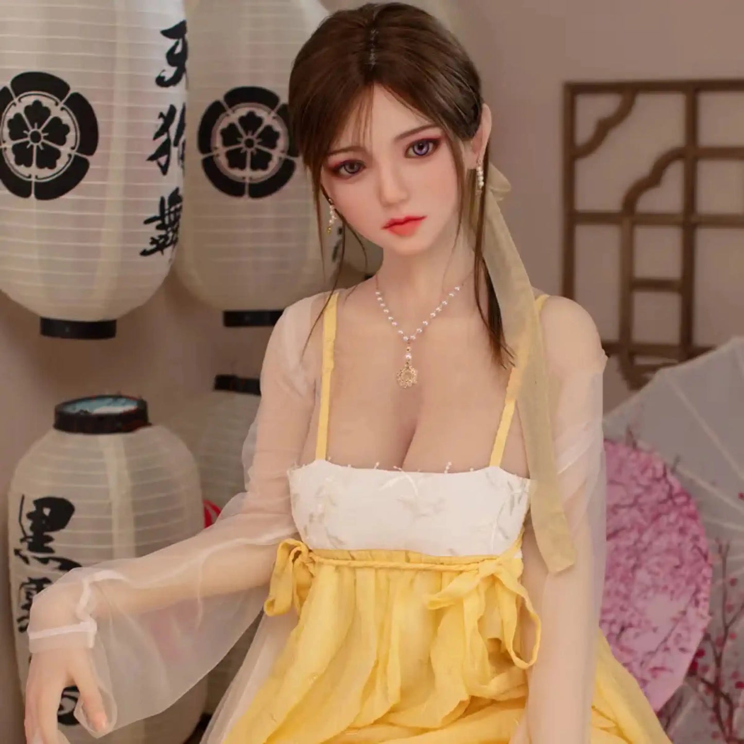 SY Doll | 160 cm große, asiatische Schönheit mit pinken Haaren und großem Busen – lebensechte TPE-Sexdoll – Fiora