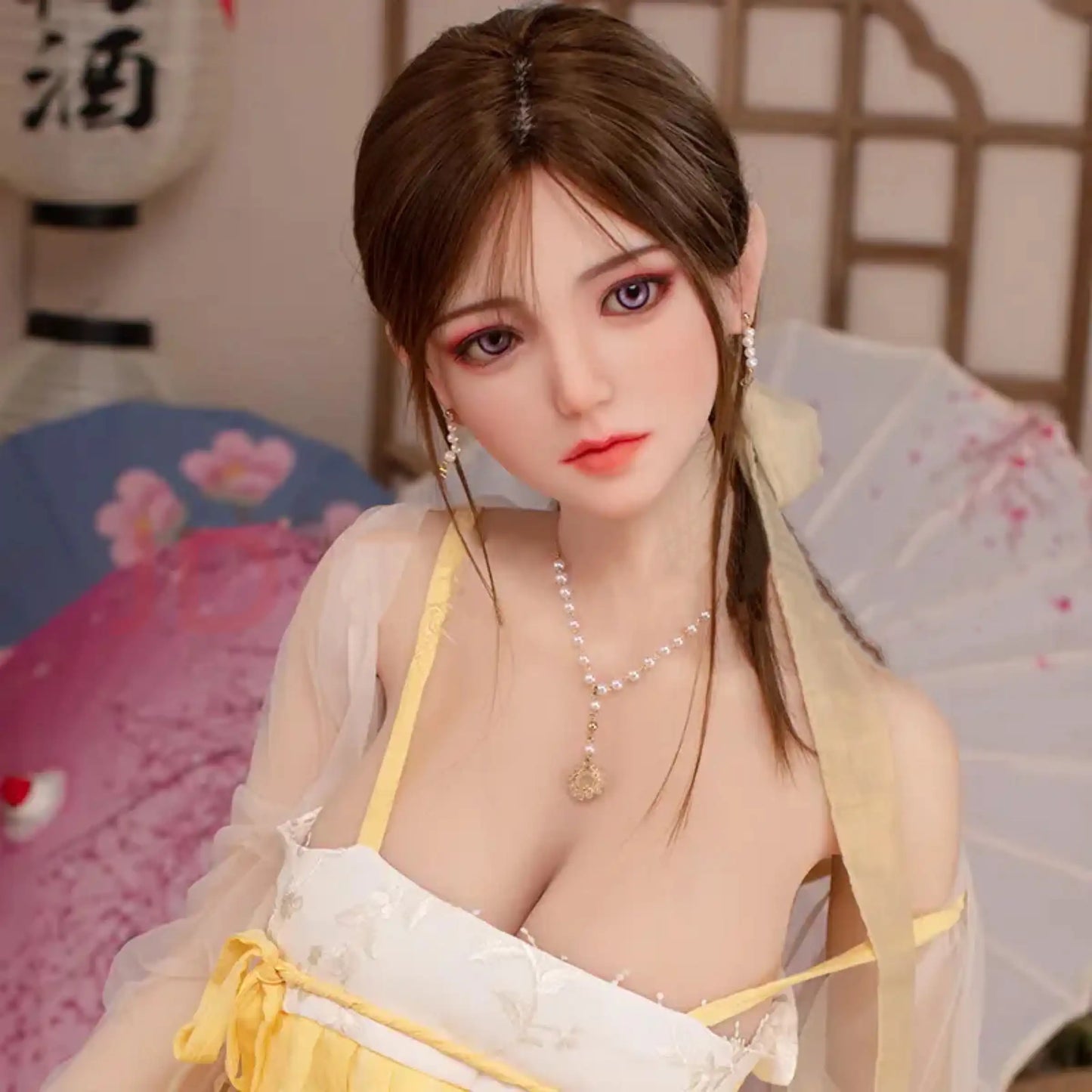 SY Doll | 160 cm große, asiatische Schönheit mit pinken Haaren und großem Busen – lebensechte TPE-Sexdoll – Fiora