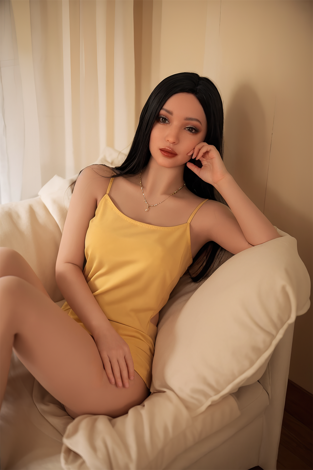 166cm/5ft5 Skinny Silicone Head Black Sex Doll - Connie - TLD
